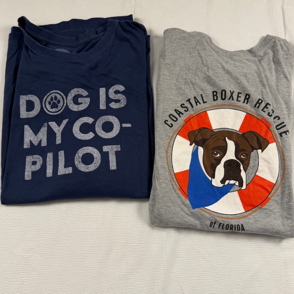 Bundle Dog Lover Graphic T-shirt Lot 2 Large Life Is Good Boxer Rescue Pet owner
